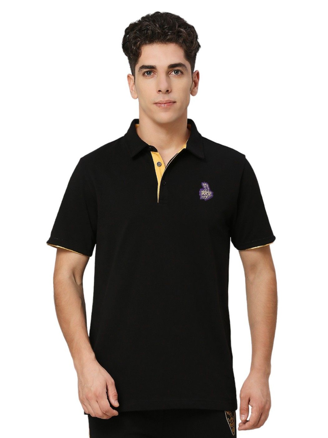 

playR Polo Collar Cotton T-shirt, Black