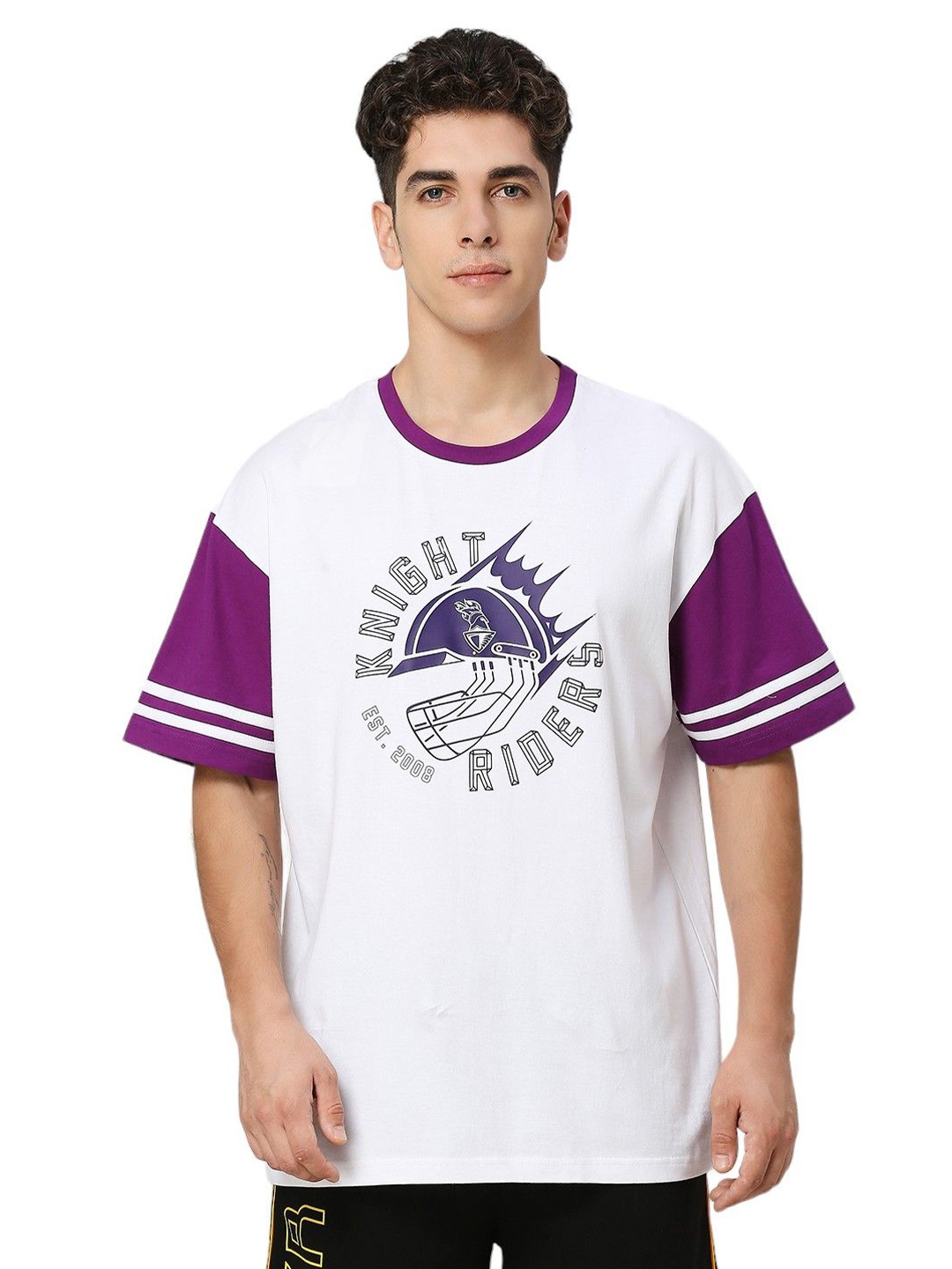 

playR Graphic Printed Cotton Oversized T-shirt, Purple