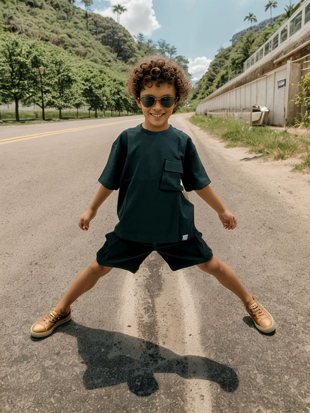 

Jumping Joey Boys Pure Cotton T-shirt with Shorts, Olive