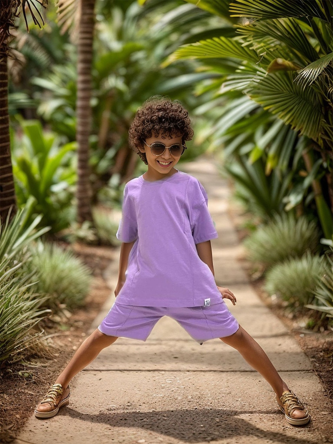 

Jumping Joey Boys Pure Cotton T-shirt with Shorts, Purple