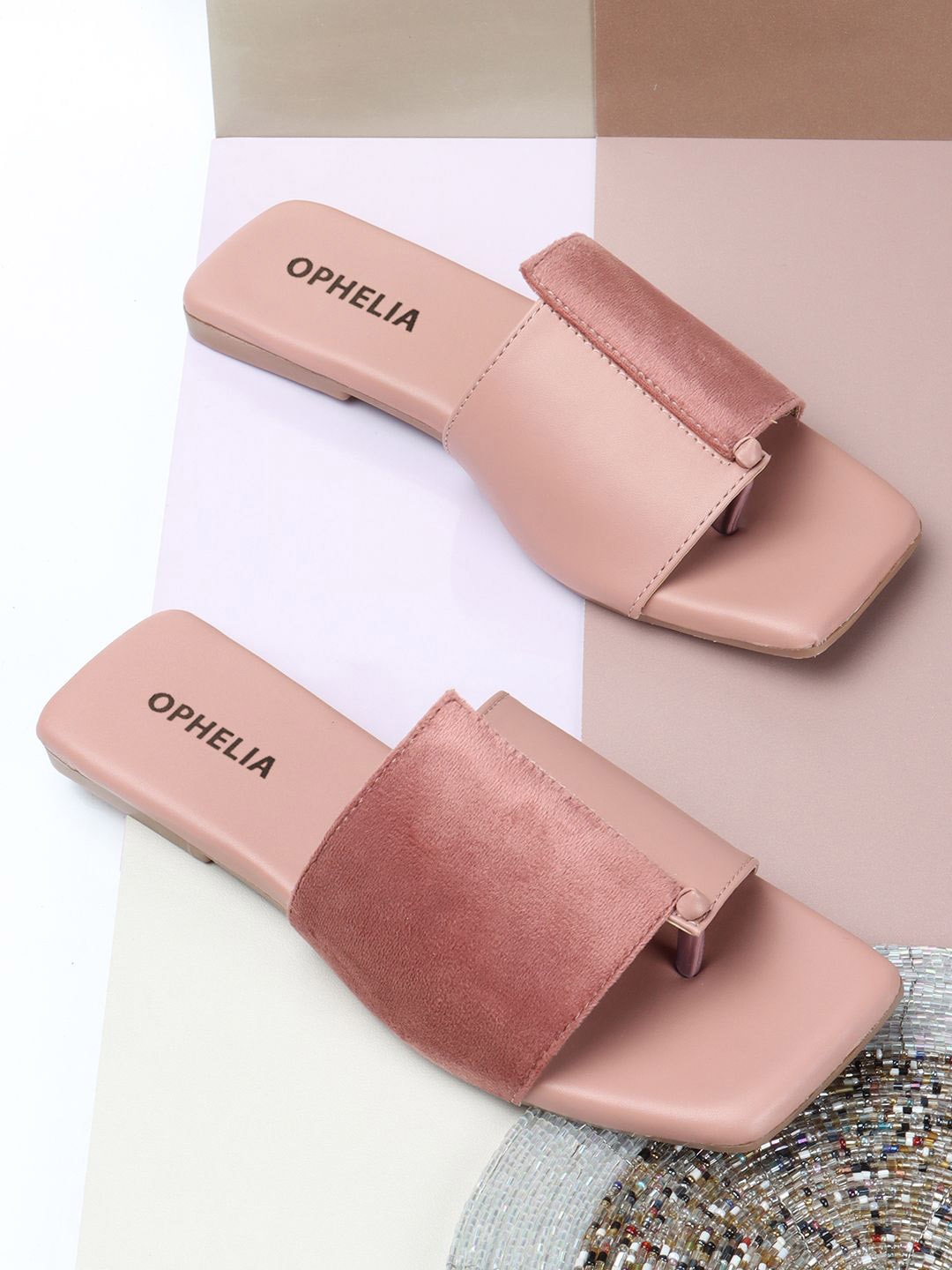 

OPHELIA Women Open Toe Flats Flats, Peach