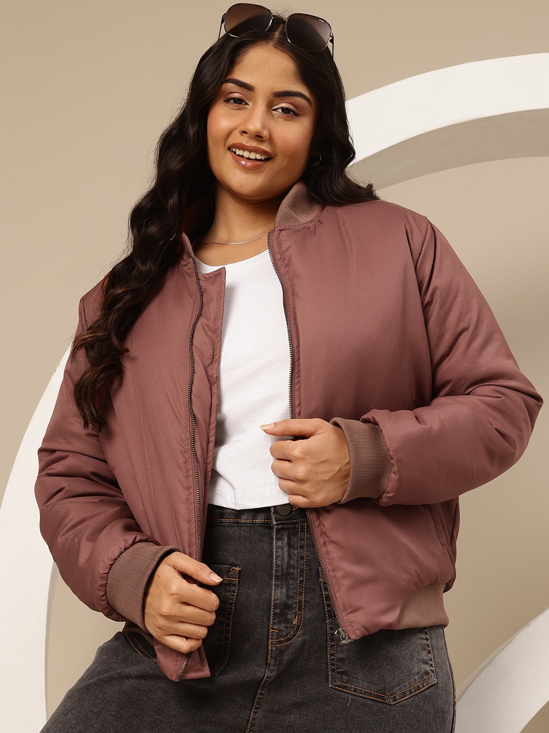 

Sztori Plus Size Bomber Padded Jacket, Brown