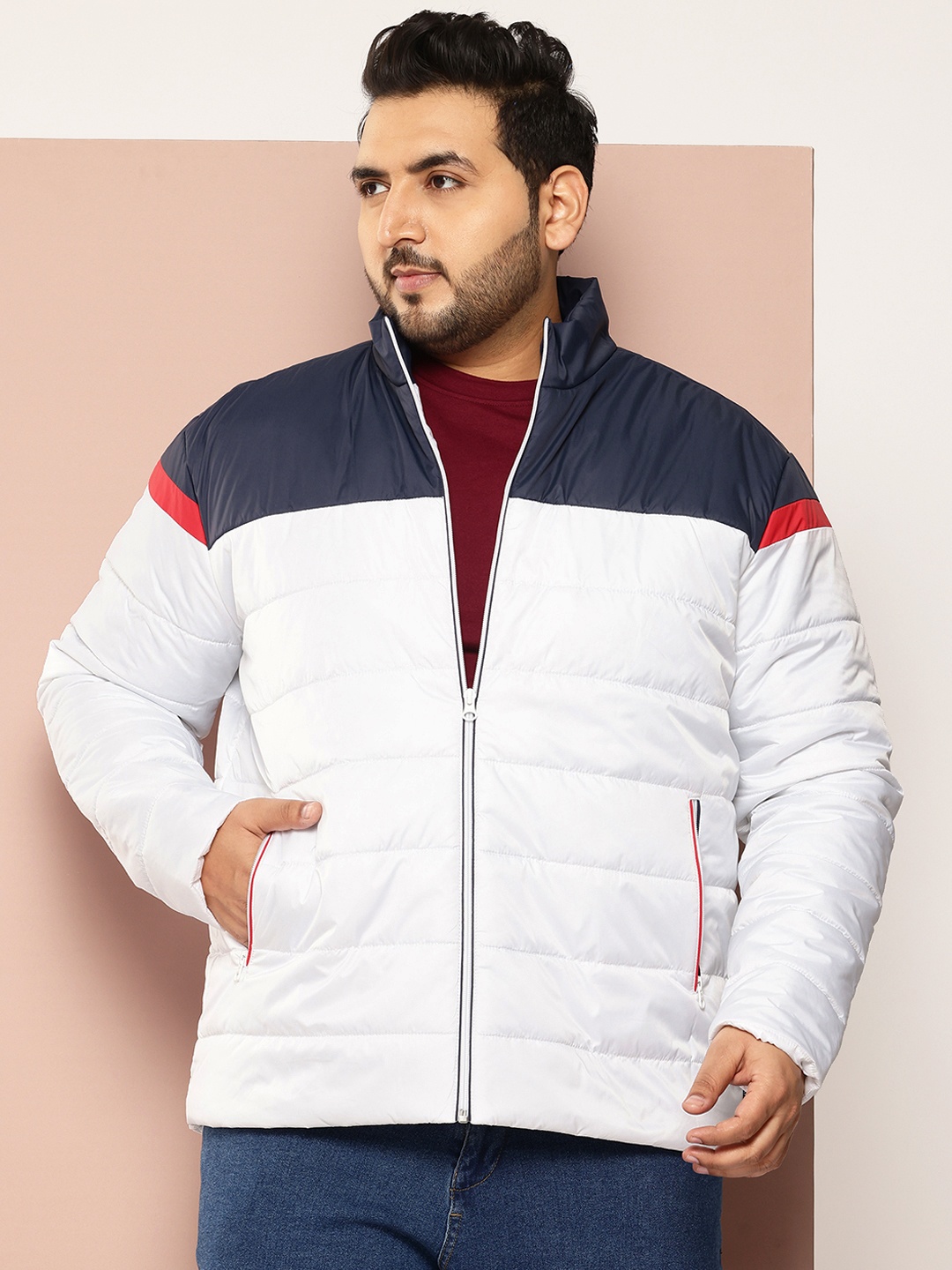 

Sztori Plus Size Colourblocked Padded Jacket, White