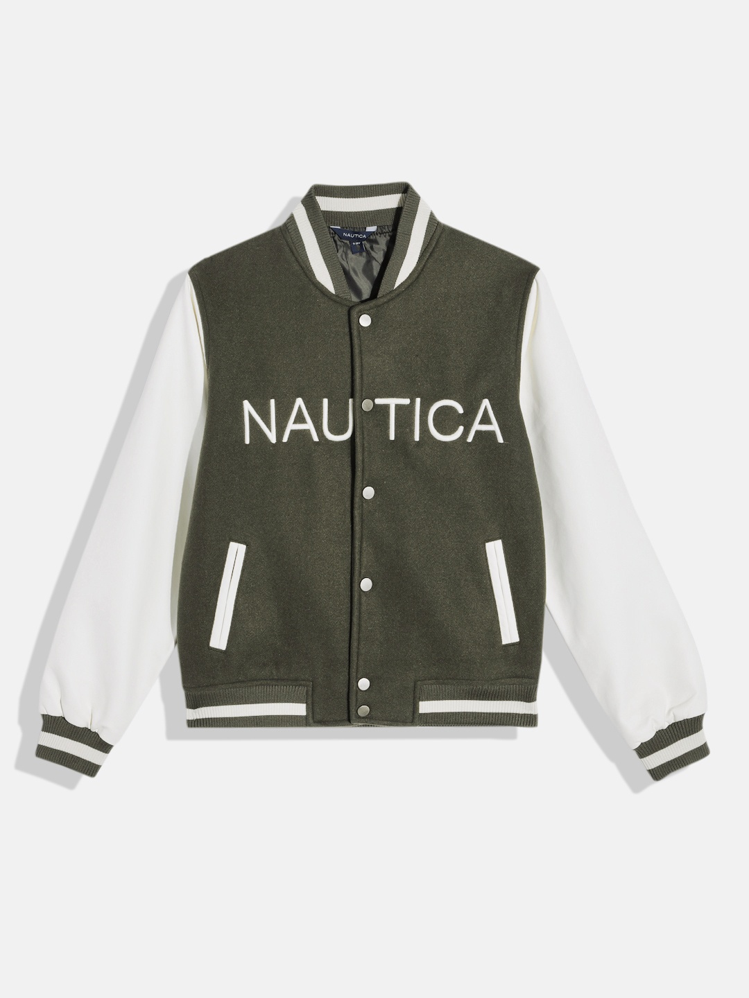 

Nautica Boys Brand Logo Printed Bomber Jacket, Olive