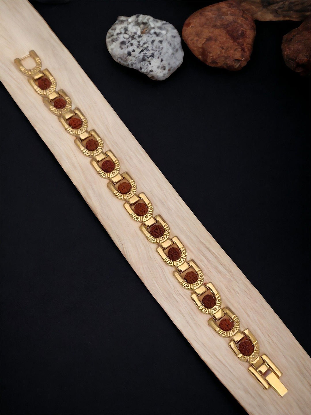 

WATCHSTAR Unisex Gold-Plated Stainless Steel Rudraksh Design Wraparound Bracelet