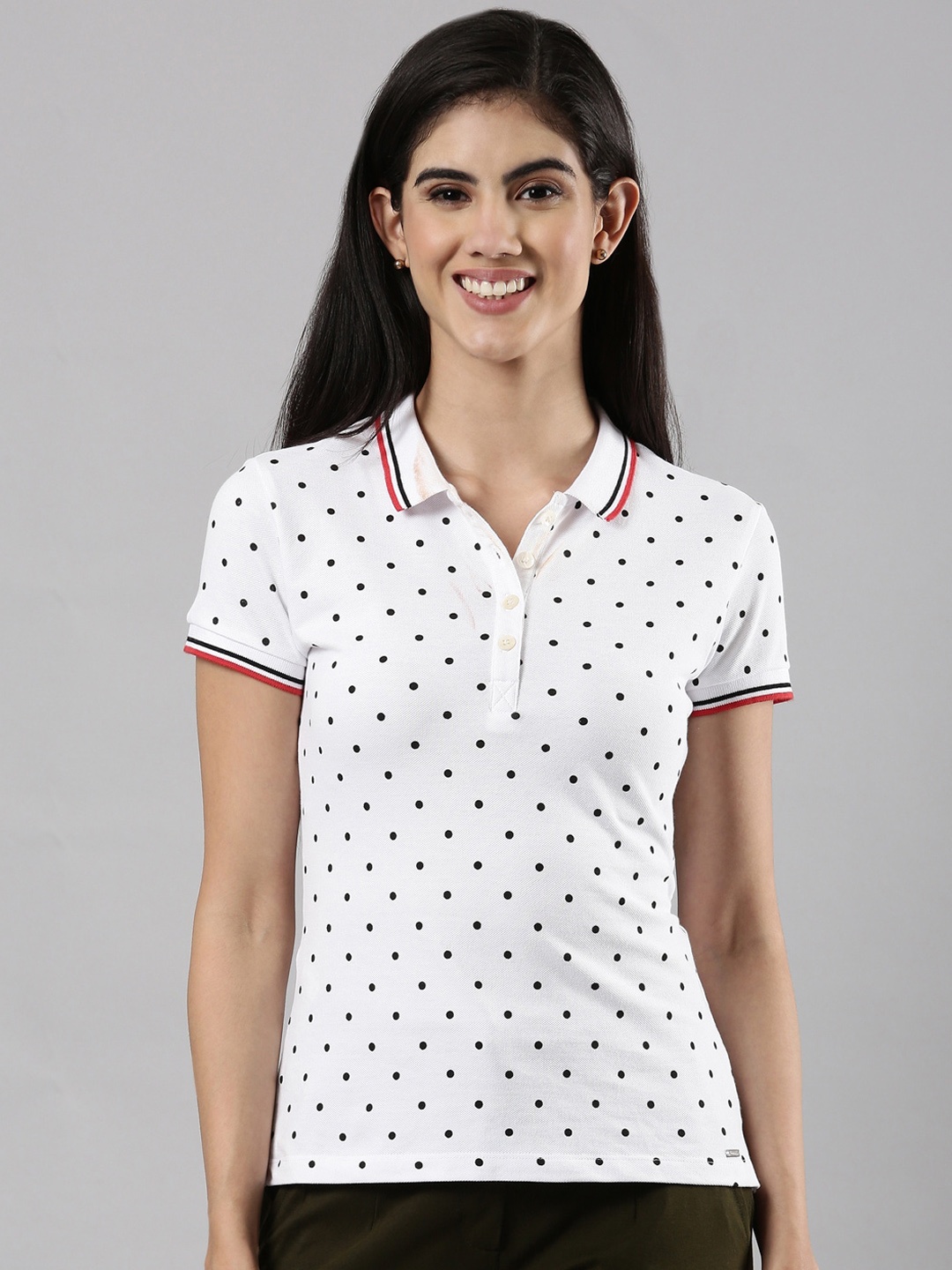 

Femmora Women Polo Collar Nautical Pure Cotton T-shirt, White