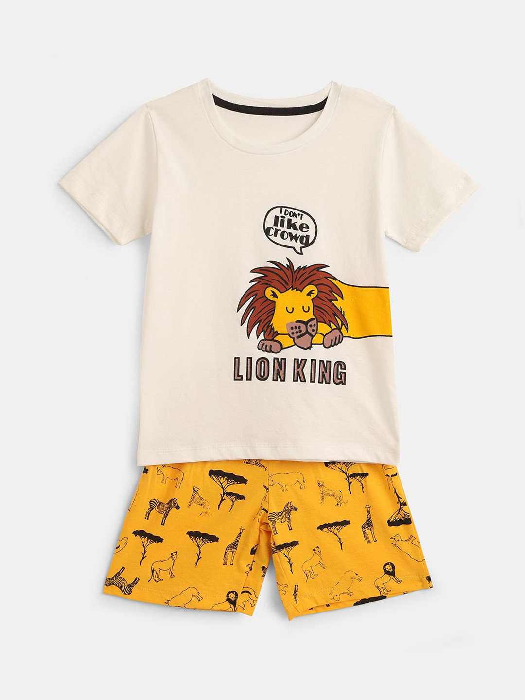 

HERE&NOW Boys Graphic Printed Pure Cotton Night suit, White