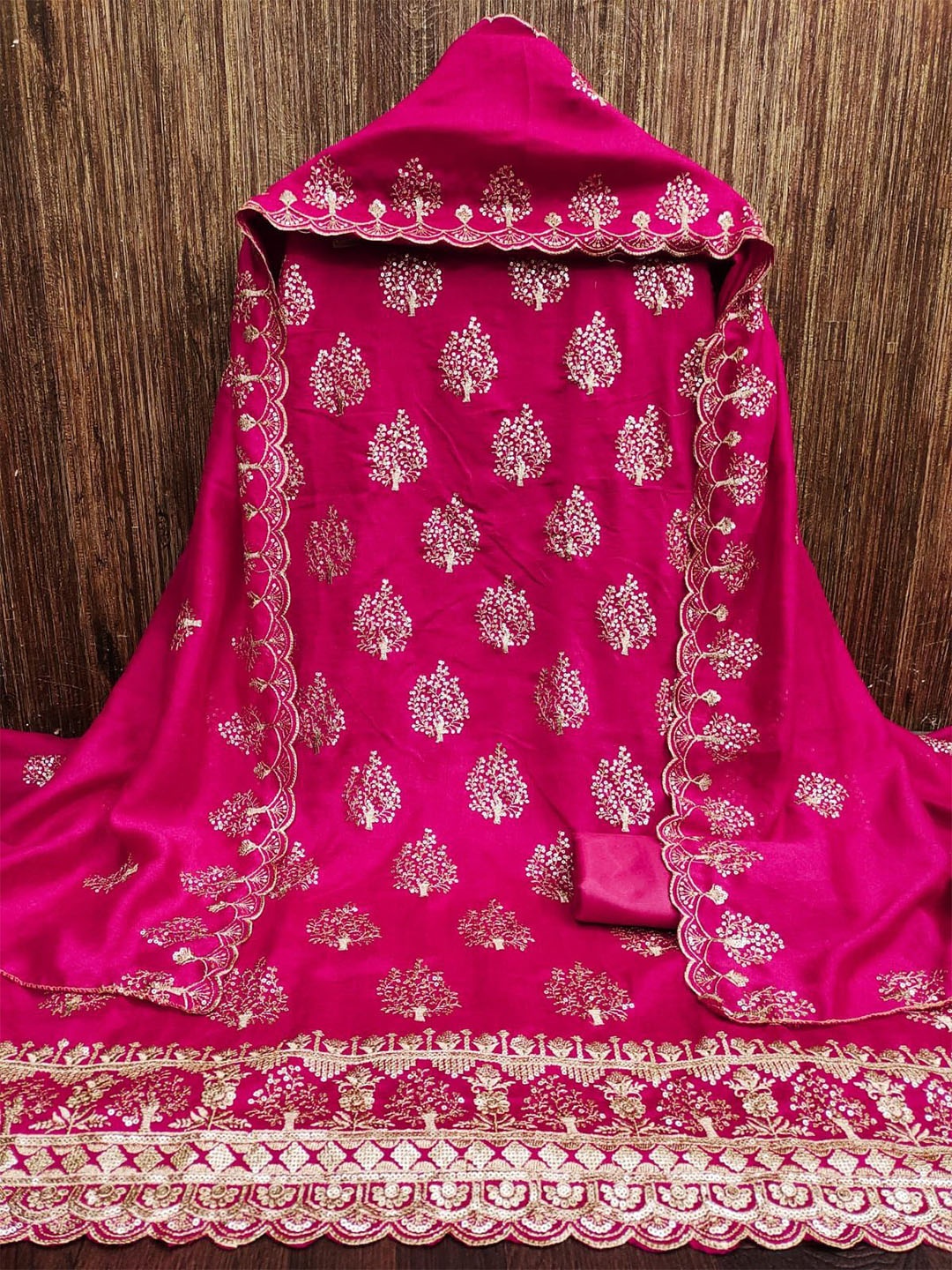 

ZEEPKART Unstitched Dress Material, Pink