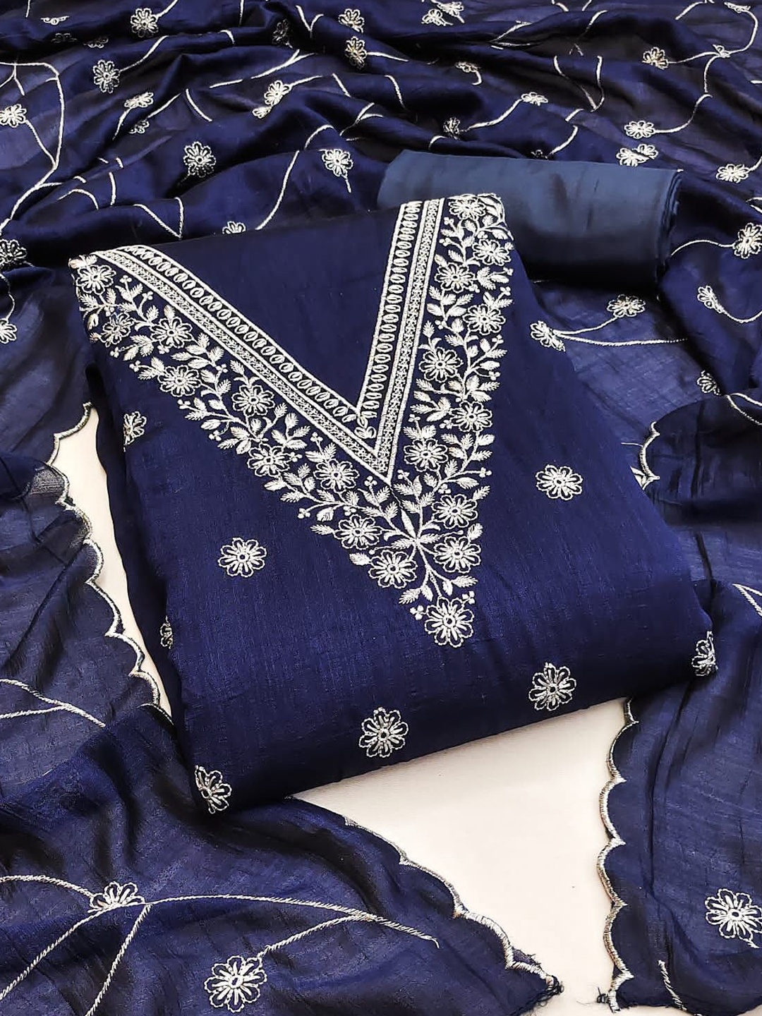 

ZEEPKART Unstitched Dress Material, Blue