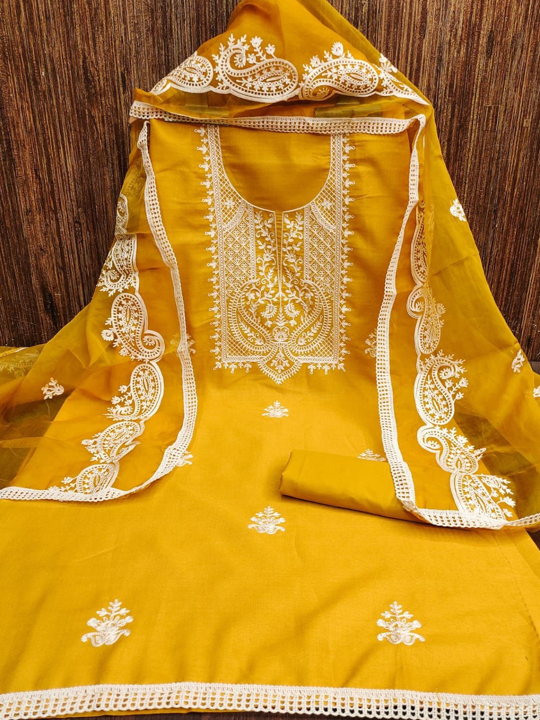 

ZEEPKART Unstitched Dress Material, Gold