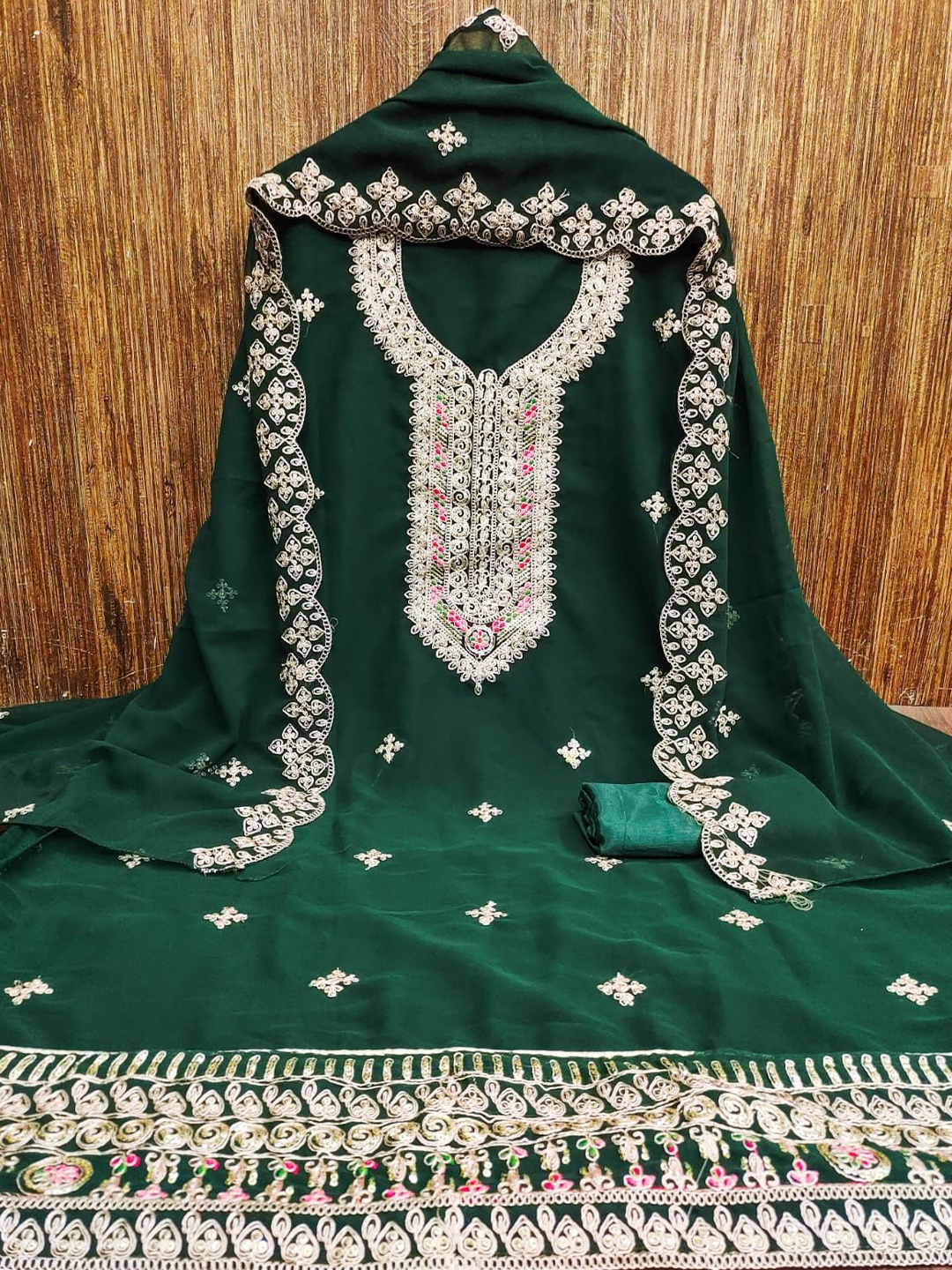 

ZEEPKART Unstitched Dress Material, Green