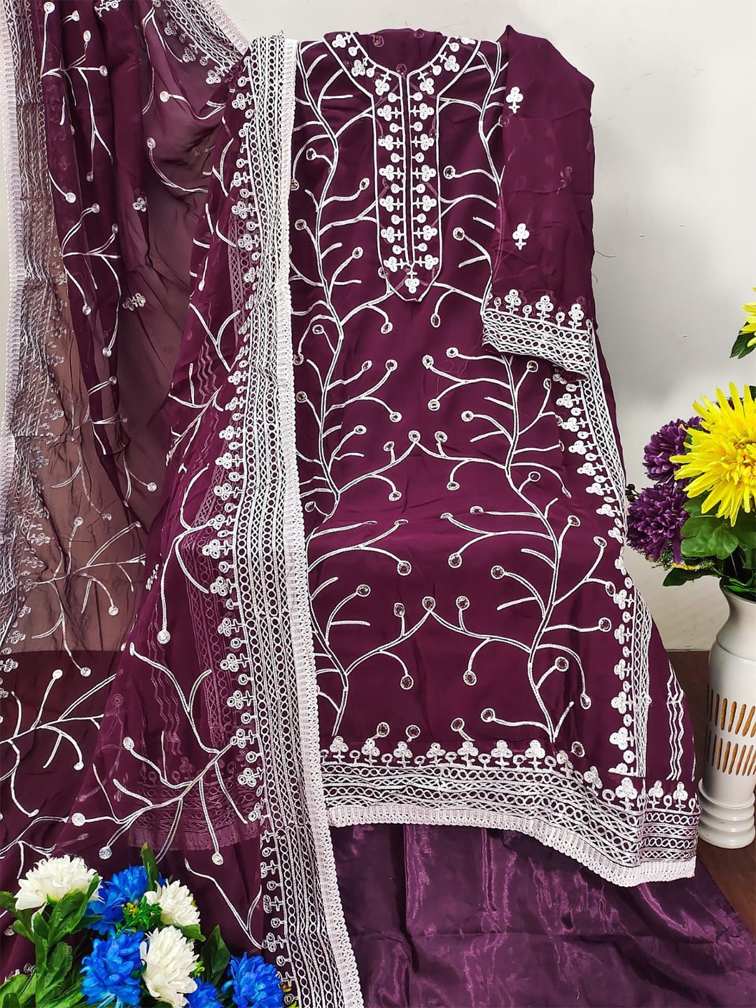 

ZEEPKART Unstitched Dress Material, Purple