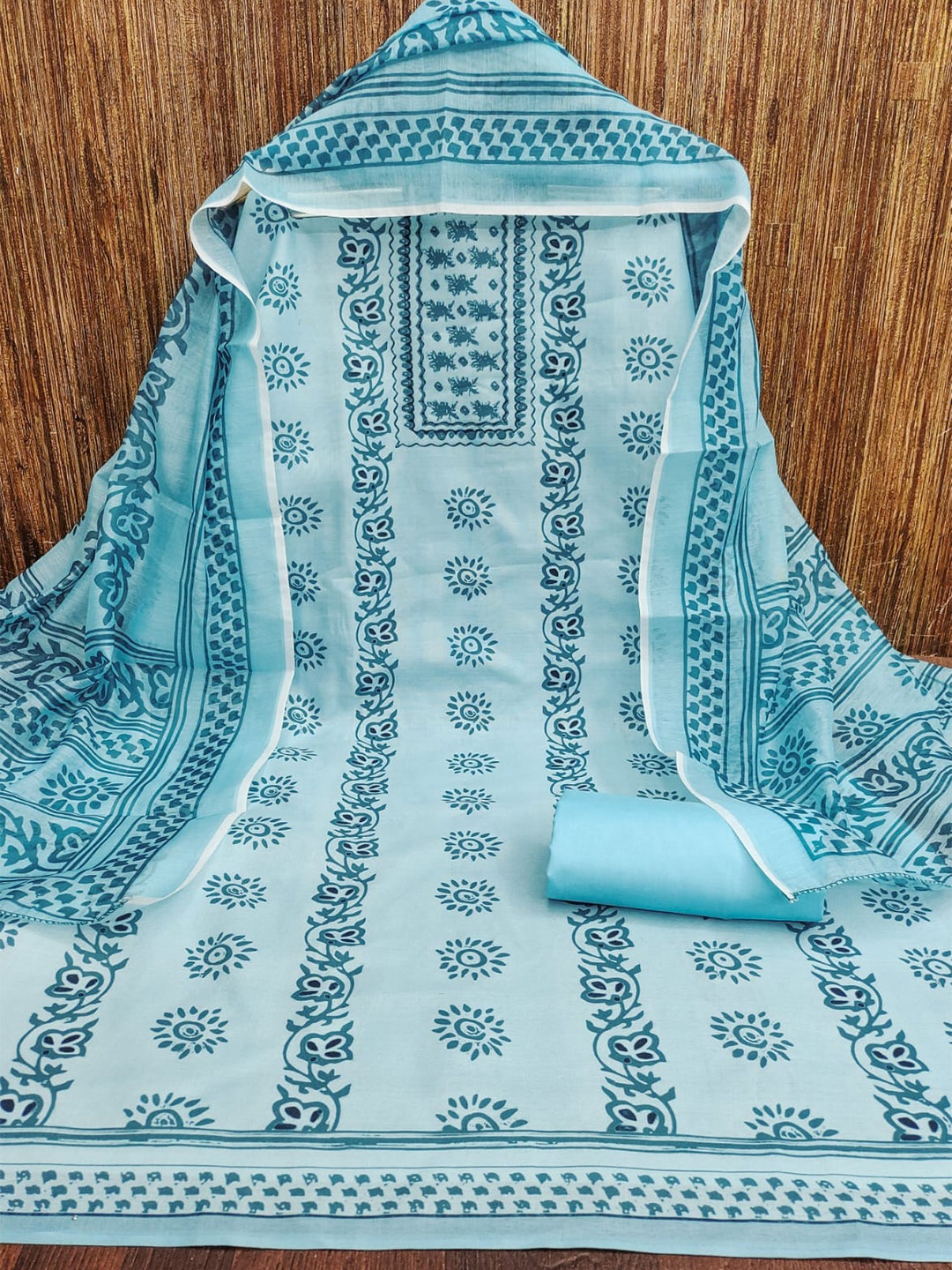 

ZEEPKART Unstitched Dress Material, Blue
