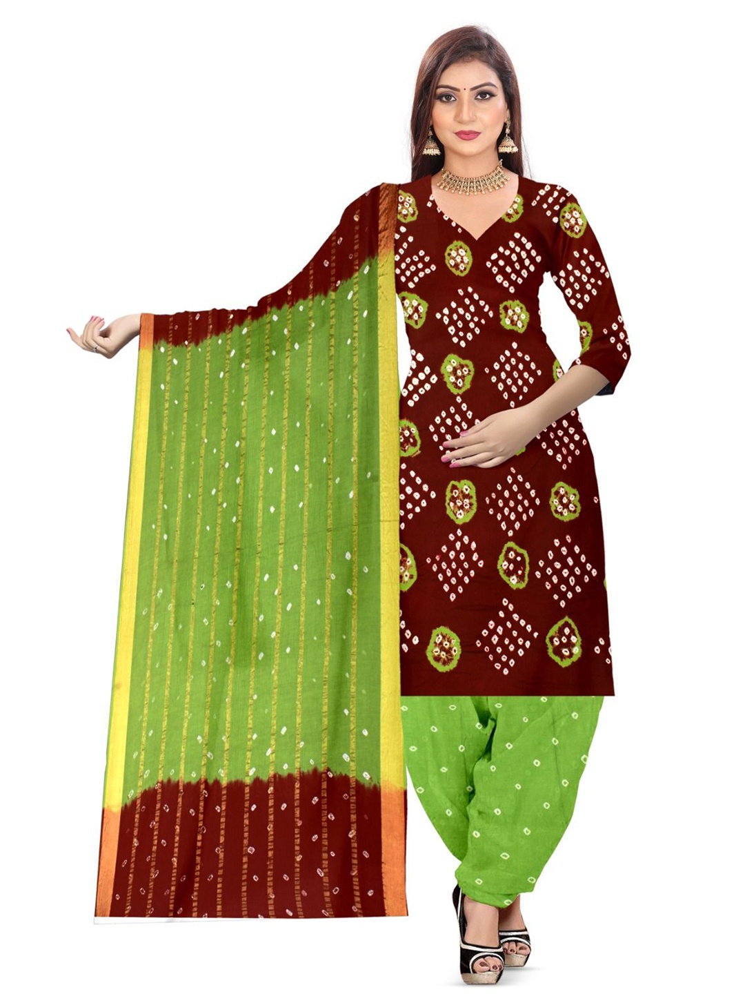 

ZEEPKART Unstitched Dress Material, Brown
