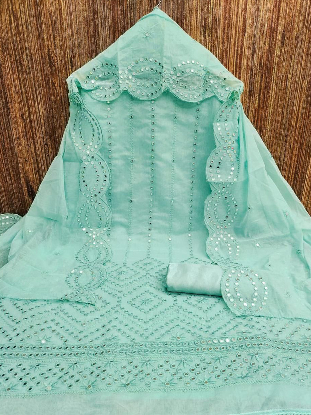 

ZEEPKART Embroidered Unstitched Dress Material, Blue