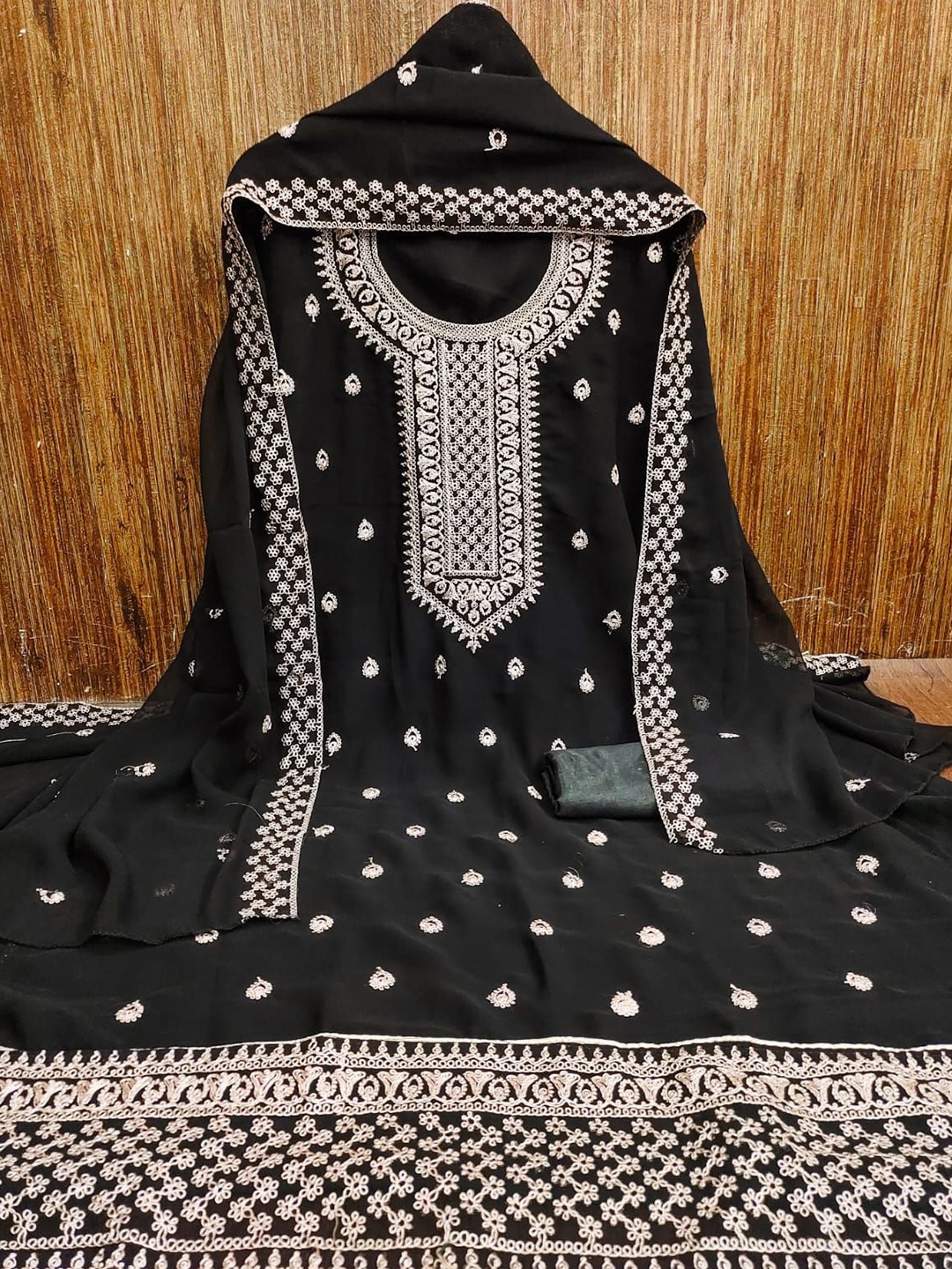 

ZEEPKART Unstitched Dress Material, Black
