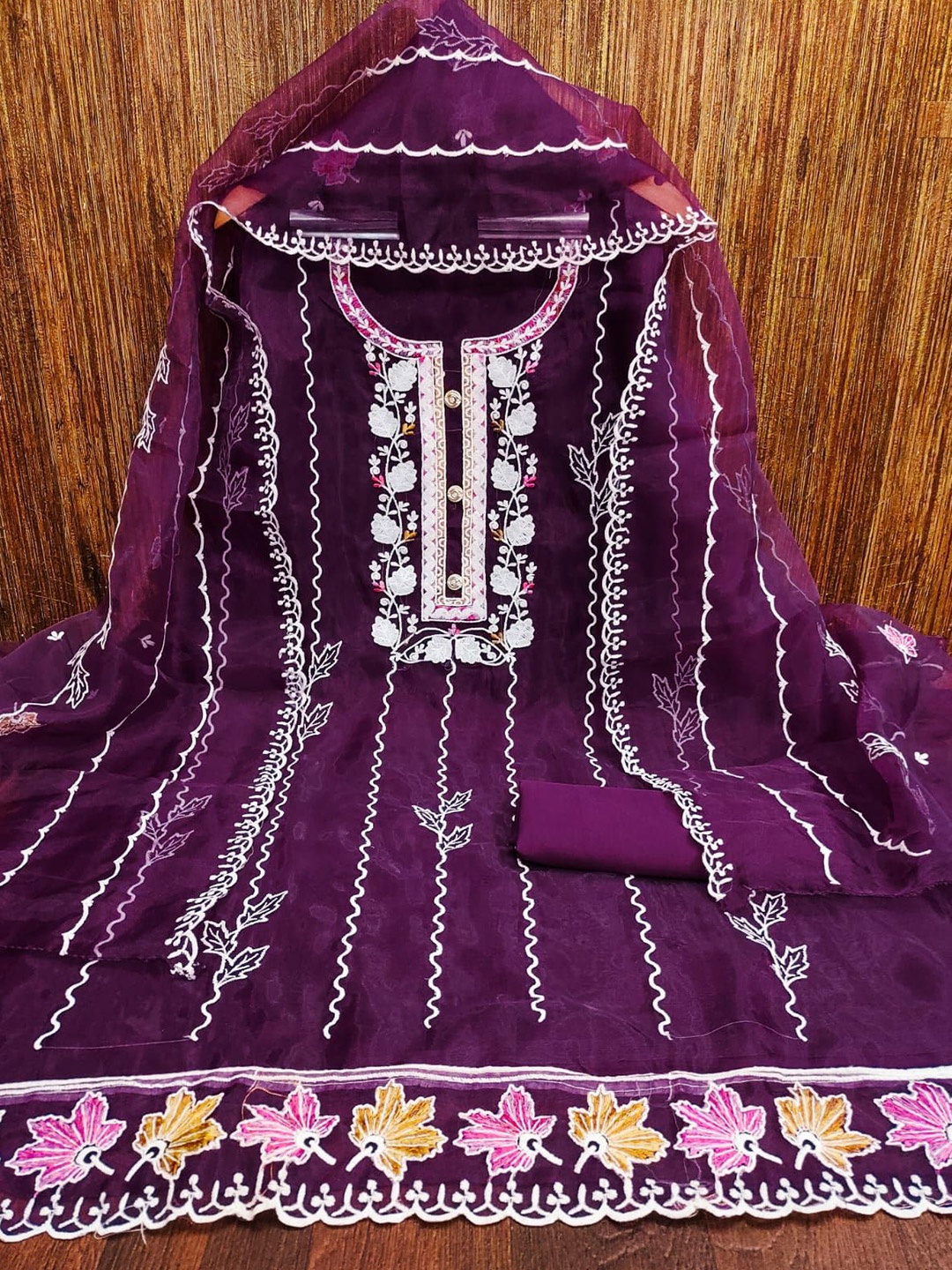 

ZEEPKART Organza Unstitched Dress Material, Purple