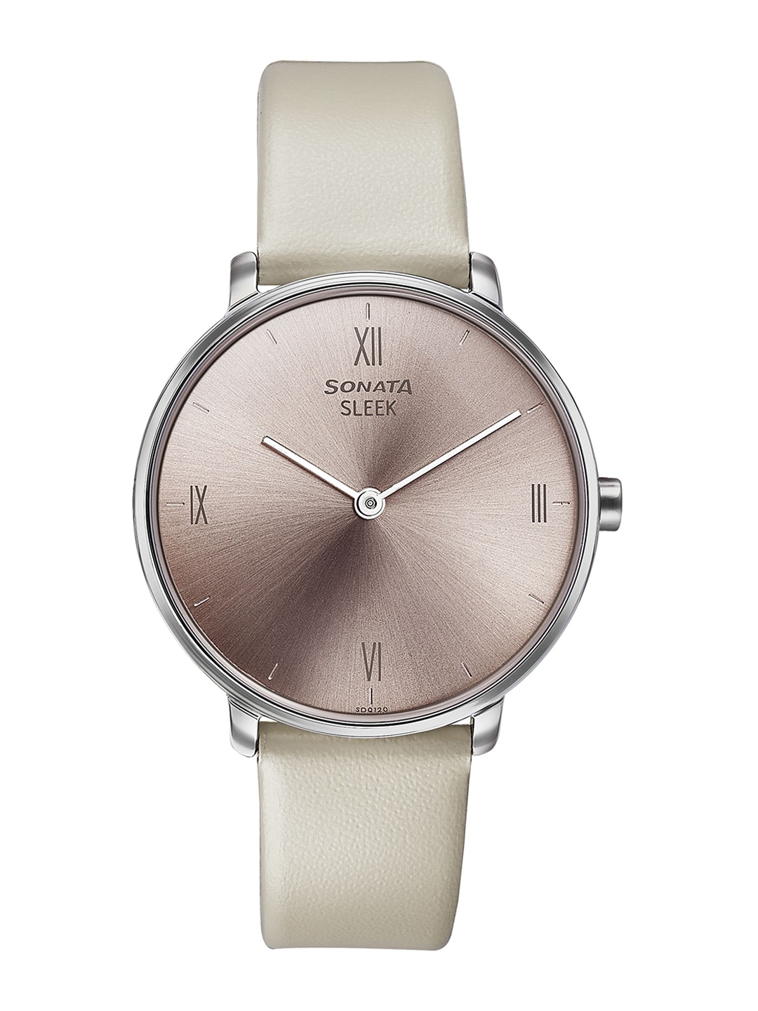 

Sonata Sleek Women Brass Dial & Leather Straps Analogue Watch 8191SL01, Pink