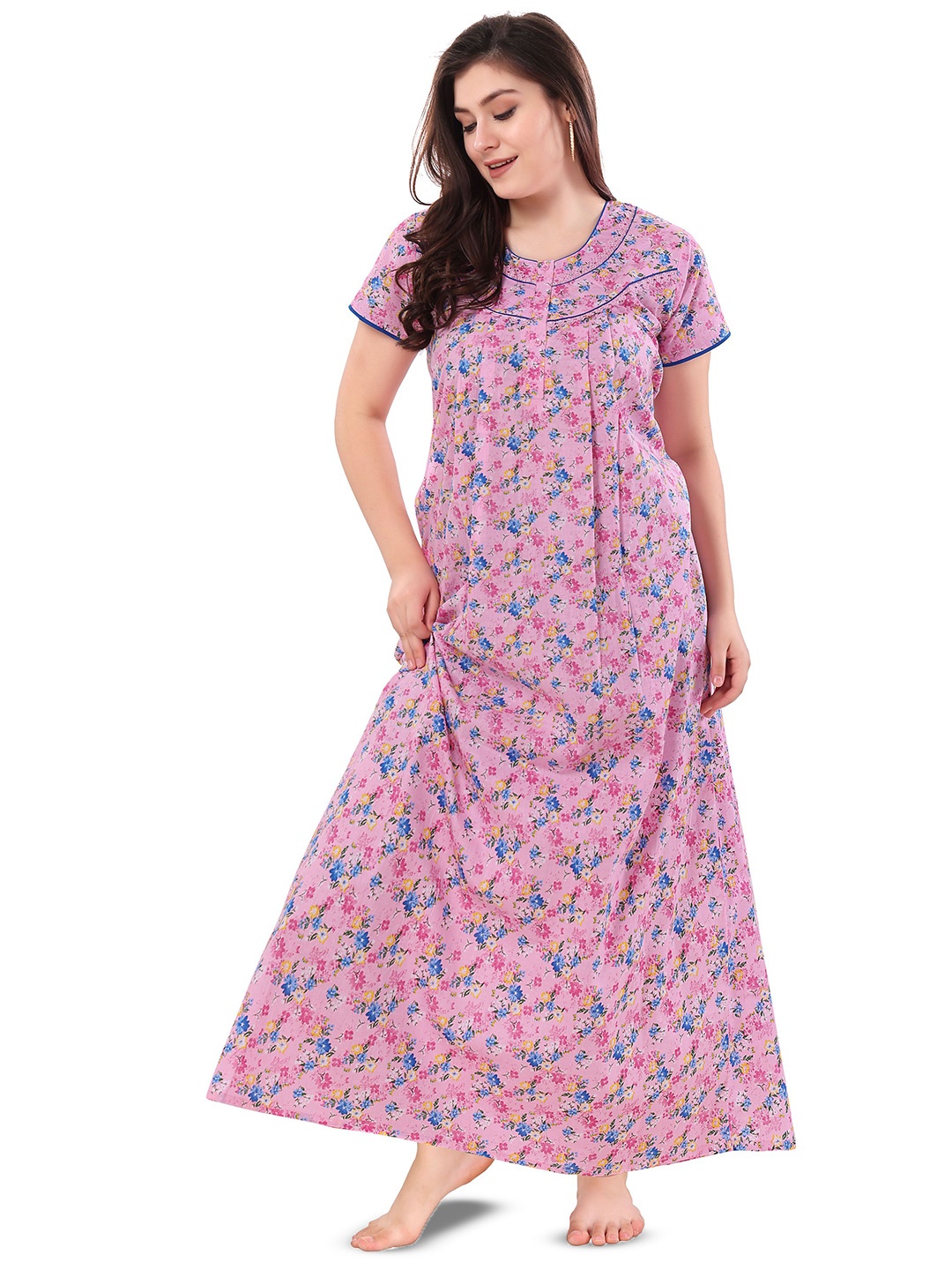 

Soulemo Printed Pure Cotton Maxi Nightdress, Pink