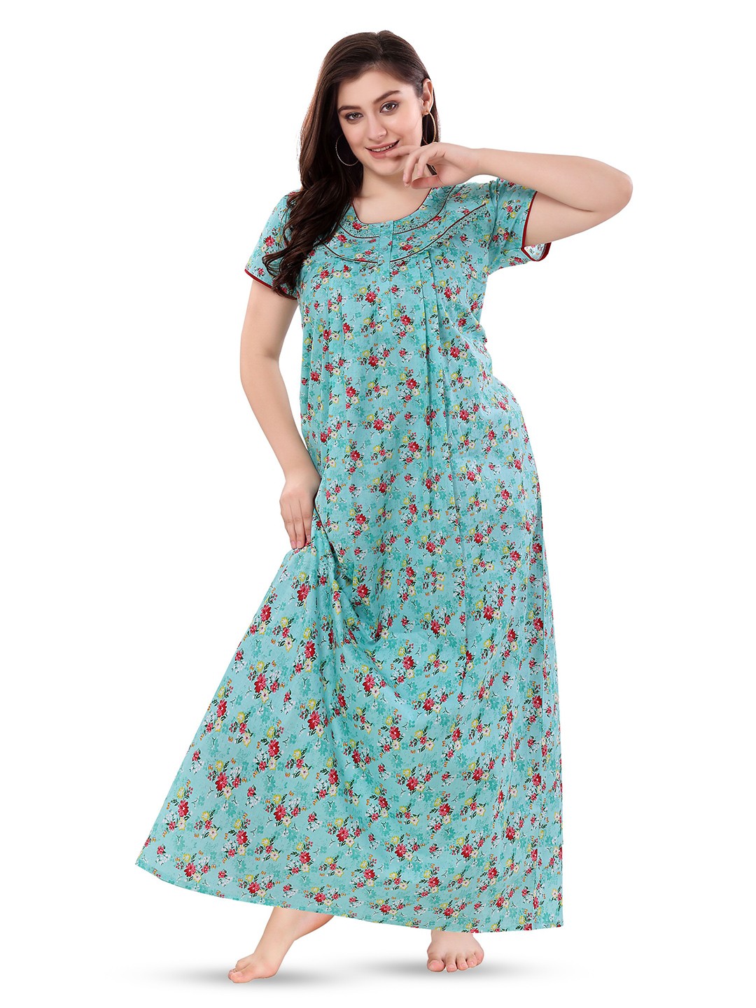 

Soulemo Printed Pure Cotton Maxi Nightdress, Green