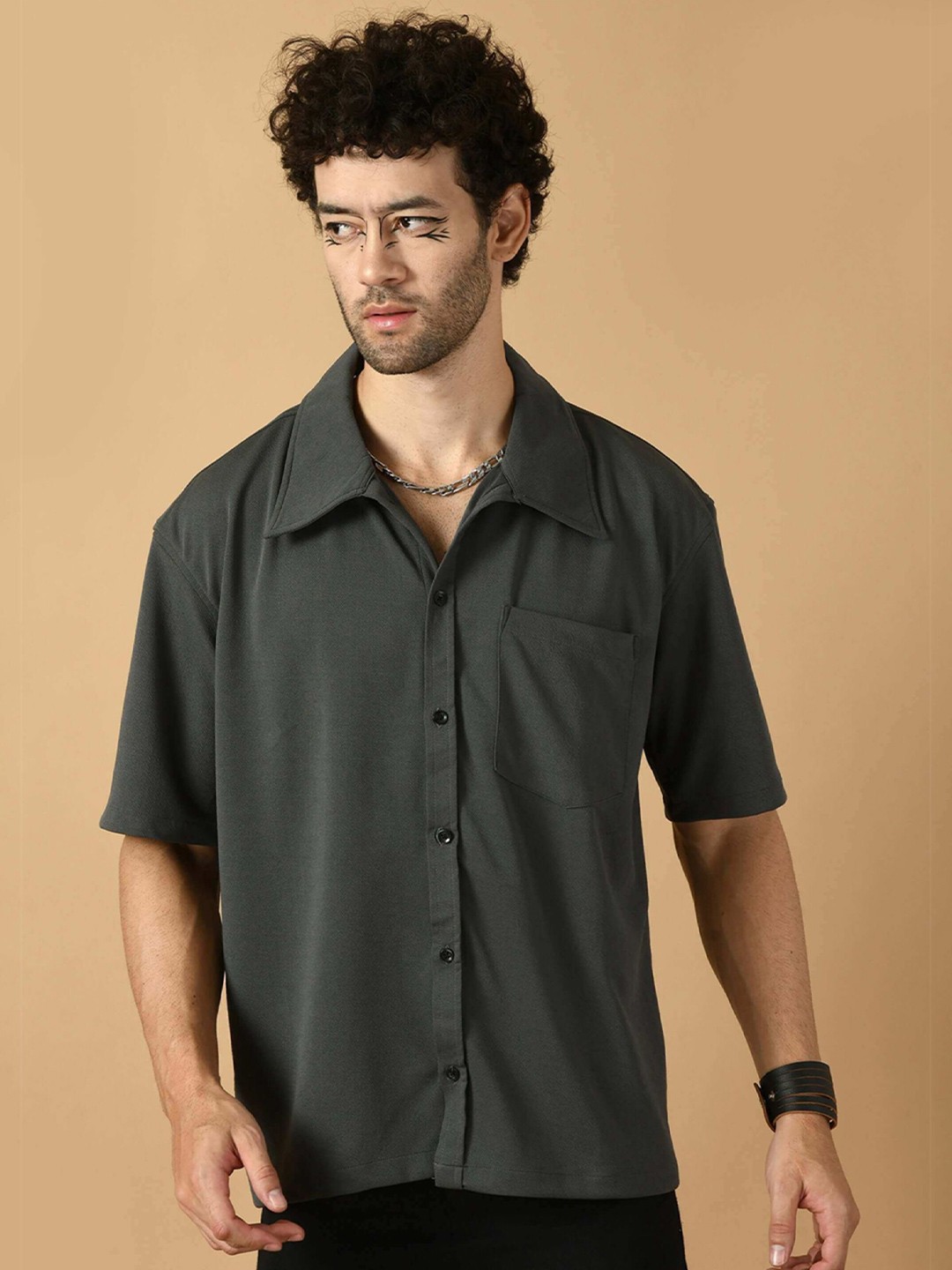 

OFFMINT Comfort Relaxed Fit Cotton Casual Shirt, Green
