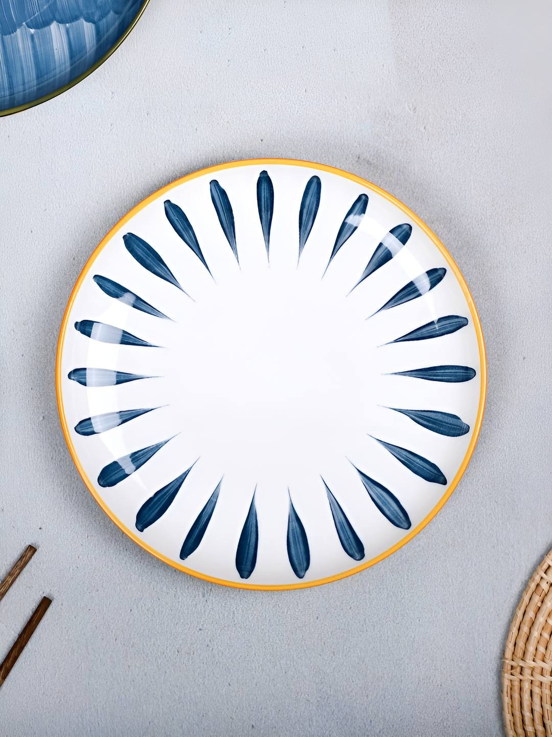 

Nestasia White & Blue 2 Pieces Printed Ceramic Snack Plates