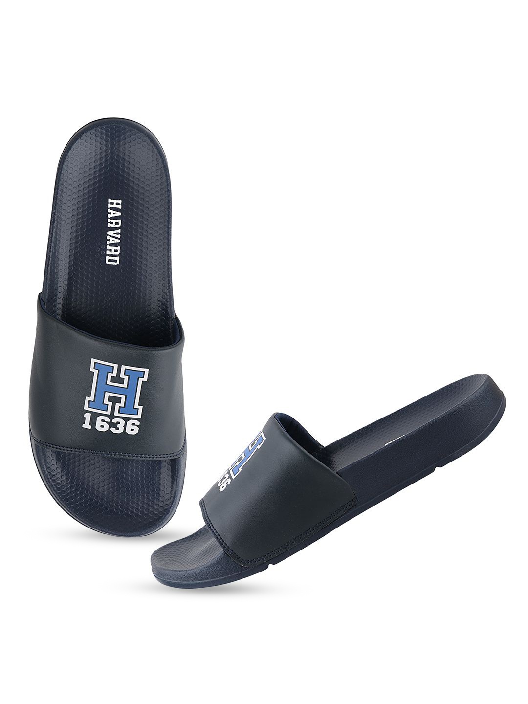 

Harvard Men Navy Blue Printed Sliders