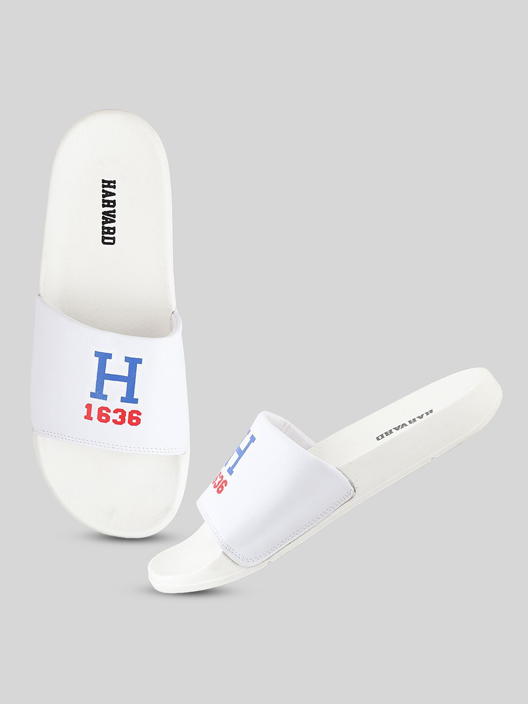 

Harvard Men White Printed Sliders