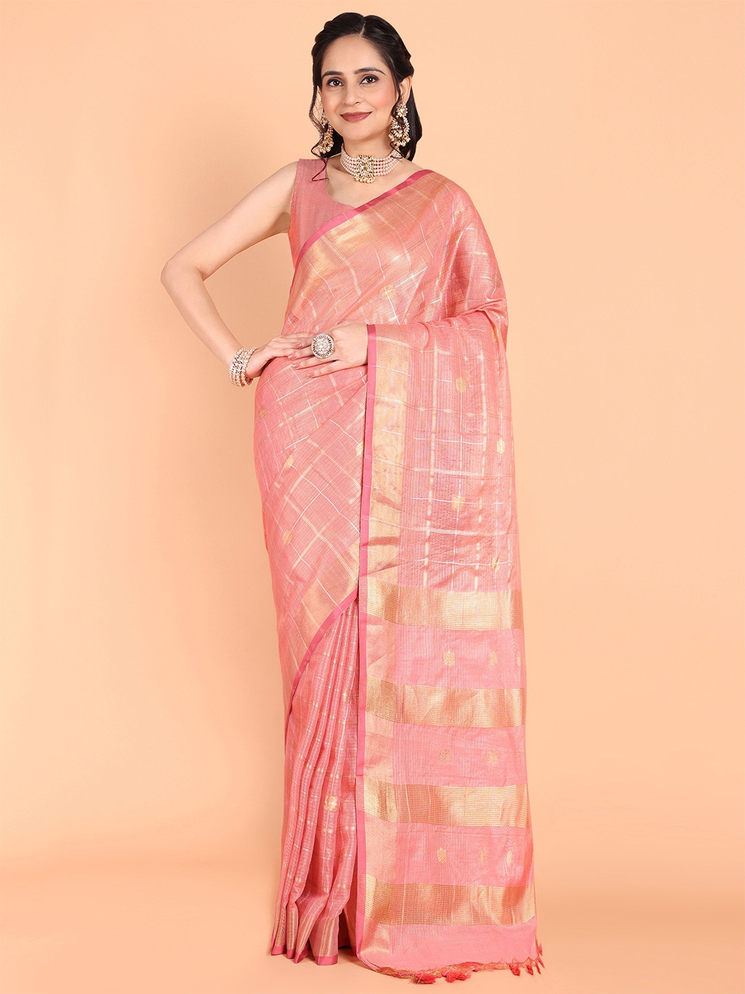 

KAZIA Woven Design Zari Banarasi Saree, Pink