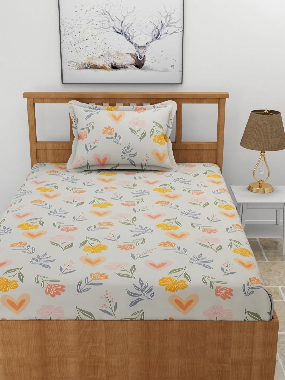 

Innovative Edge Yellow 160 TC Single Bedsheet with 1 Pillow Covers