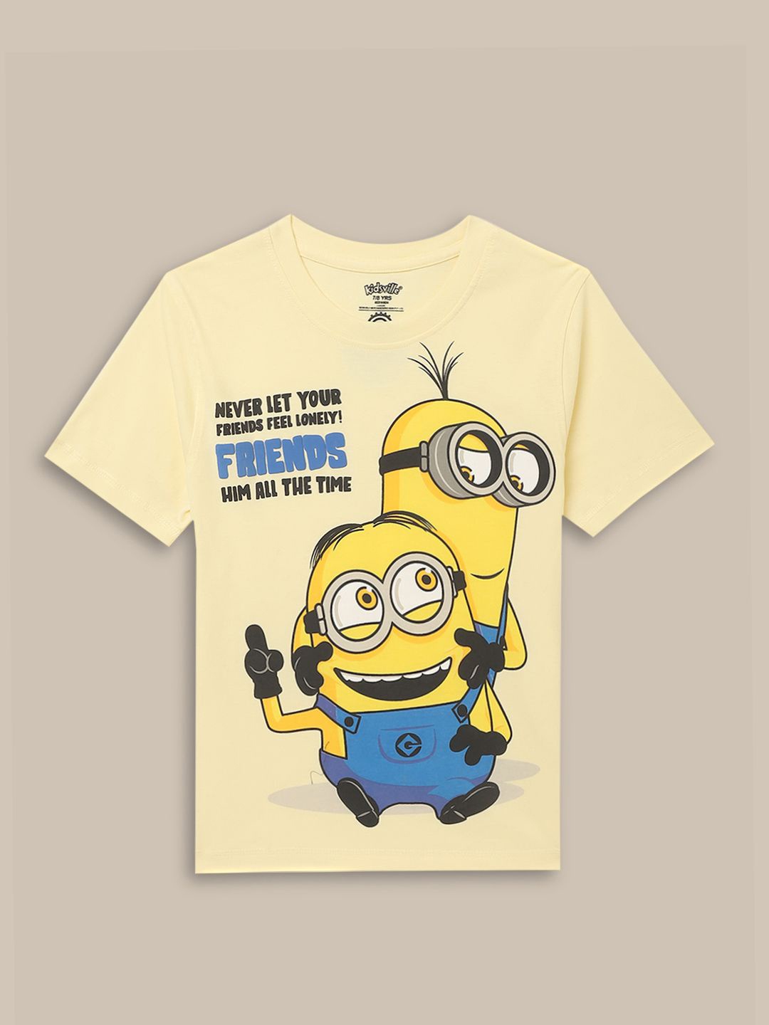 

Kids Ville Boys Pack Of 2 Minions Printed Pure Cotton T-shirts, Yellow