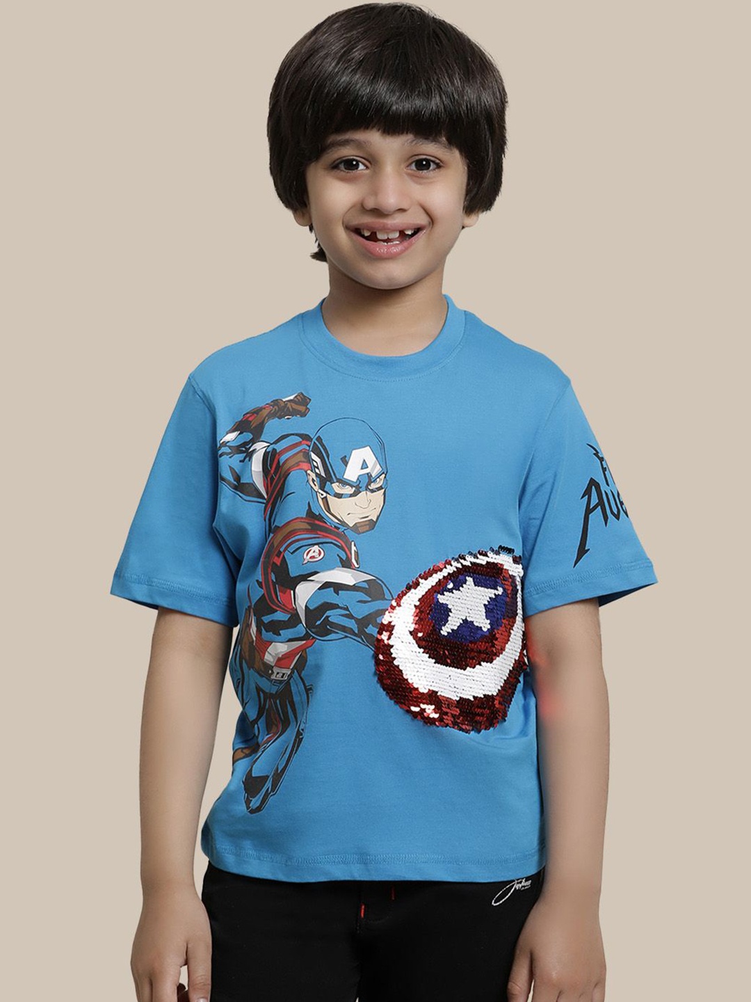 

Kids Ville Boys Pack of 3 Avengers Printed Pure Cotton T-shirts, Blue