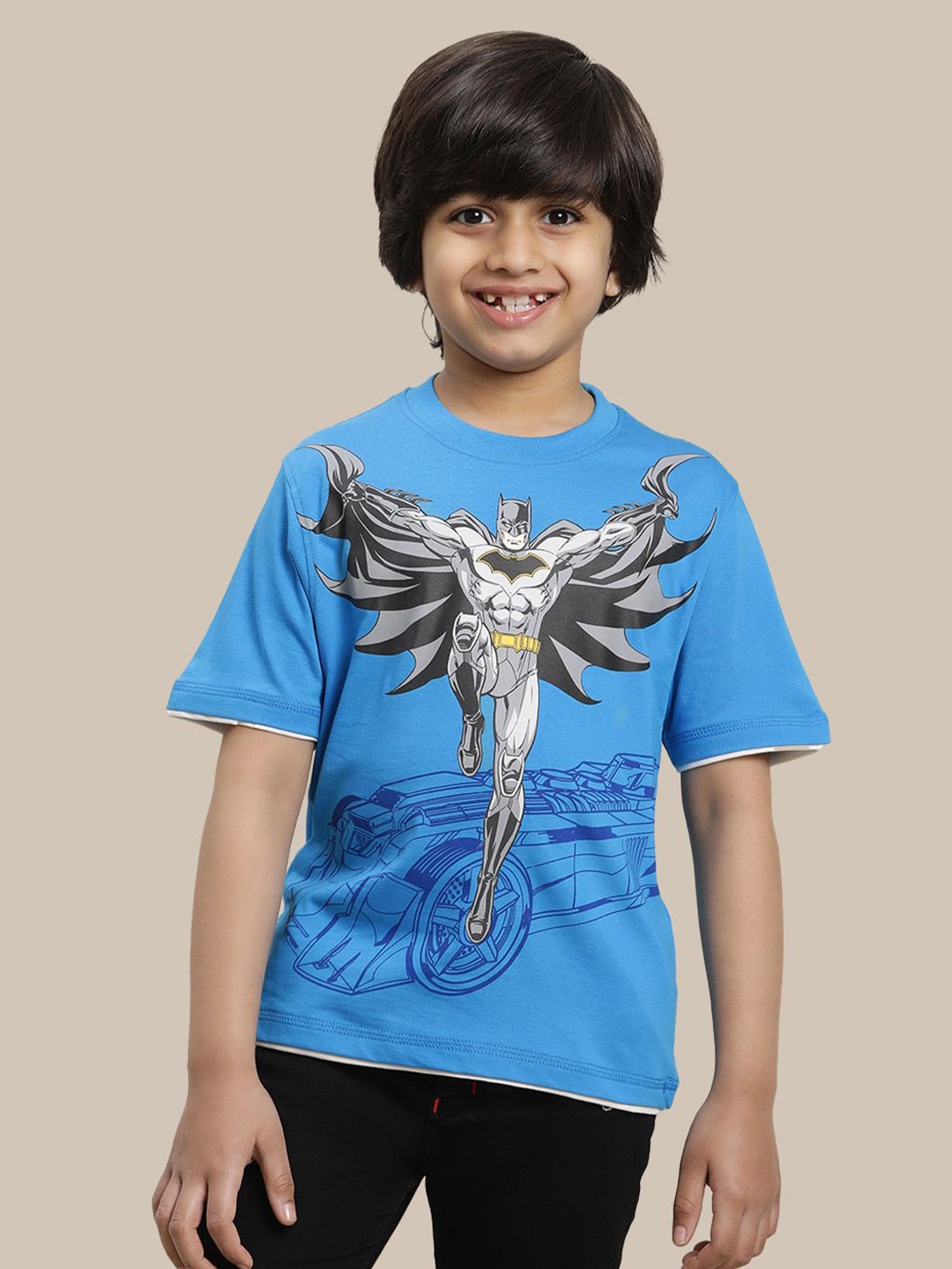 

Kids Ville Boys Pack of 3 Dc Comics Printed Pure Cotton T-shirts, Blue