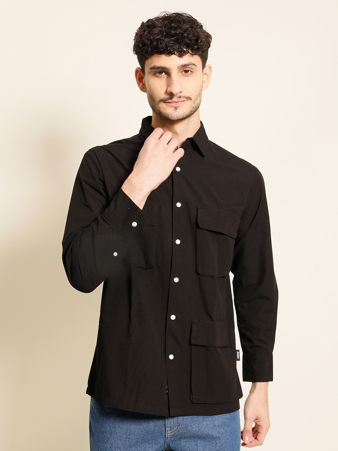 

The Lifestyle Co. Pure Cotton Relaxed Fit Casual Shirt, Black