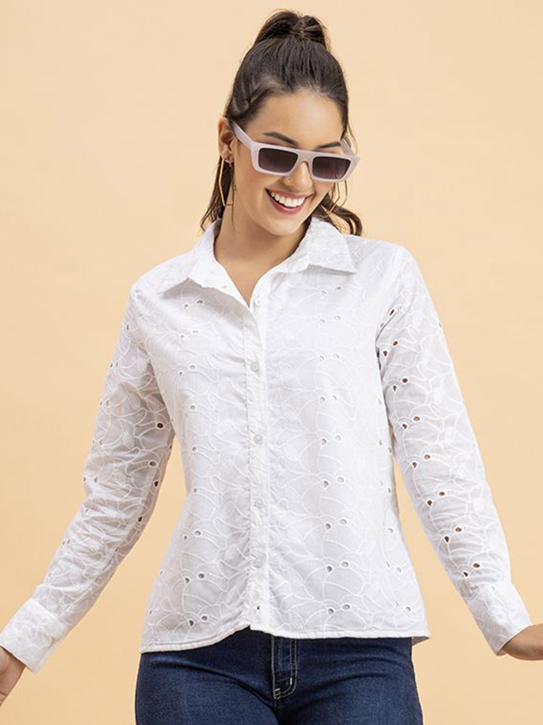 

Lounge Dreams Premium Spread Collar Relaxed Fit Cotton Casual Shirt, White