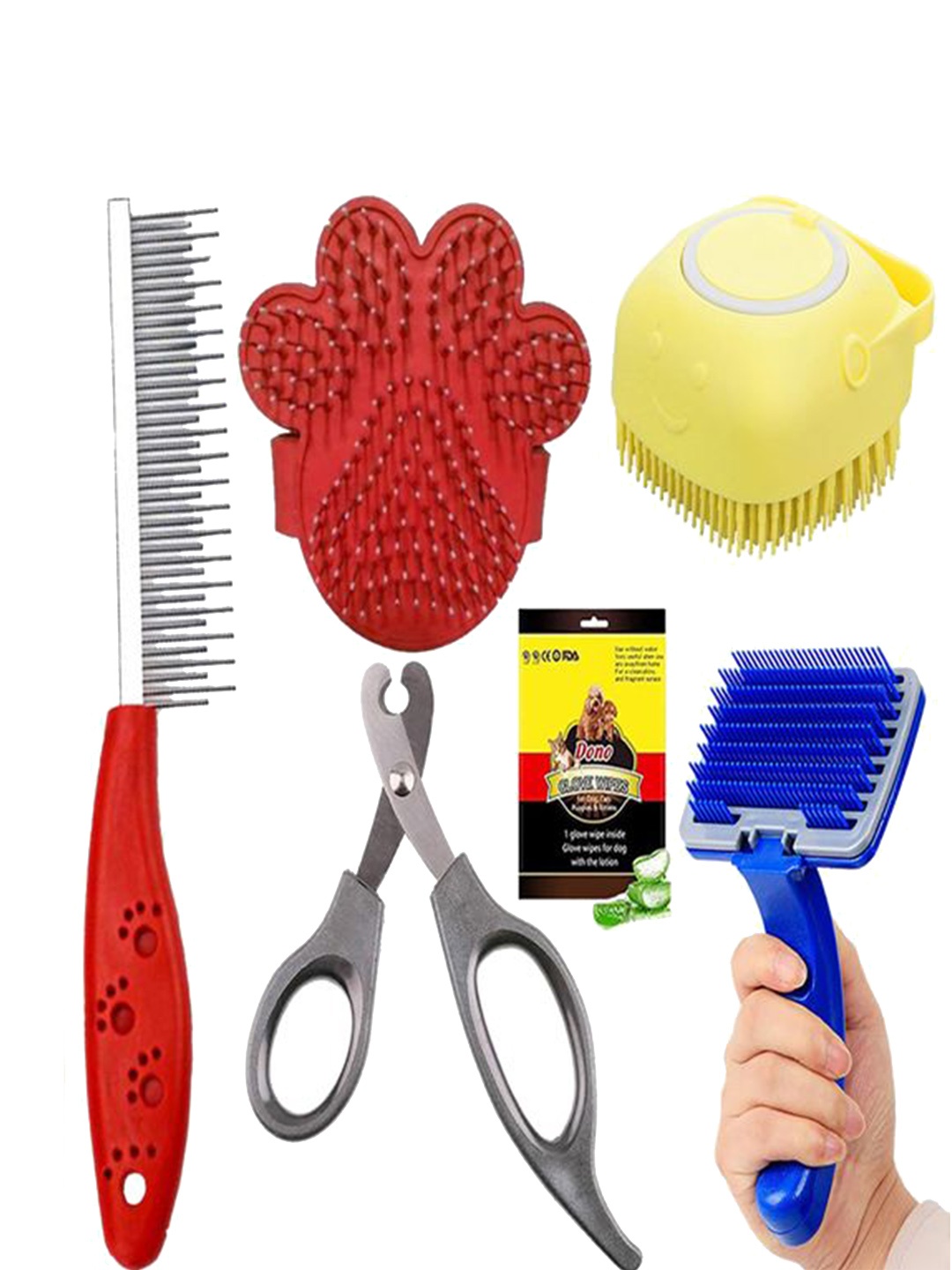 

Emily pets Dog Brush Grooming Care Kit, Red