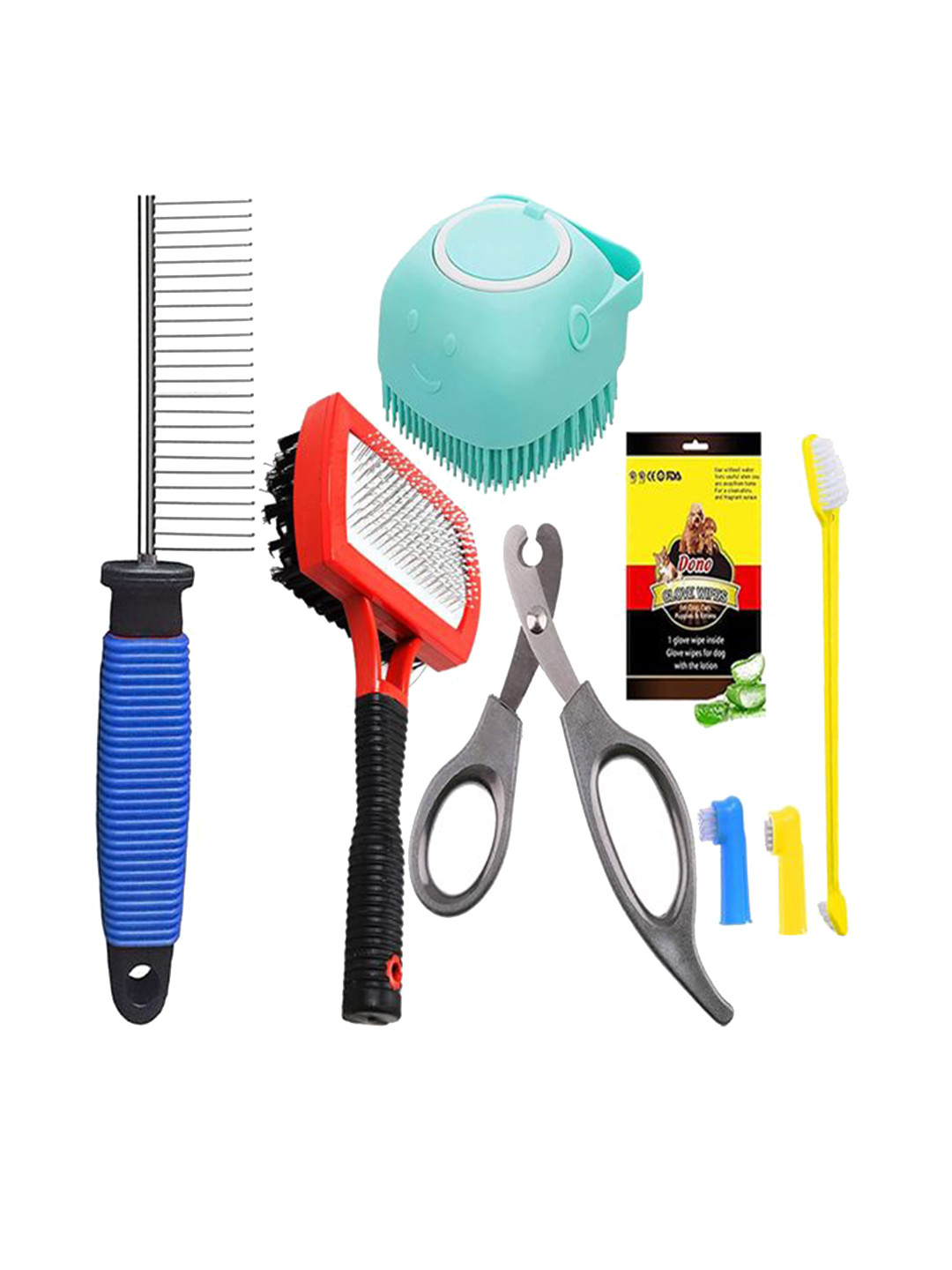 

Emily pets Set Of 6 Steel Dog Brush Grooming Care Kit, Blue