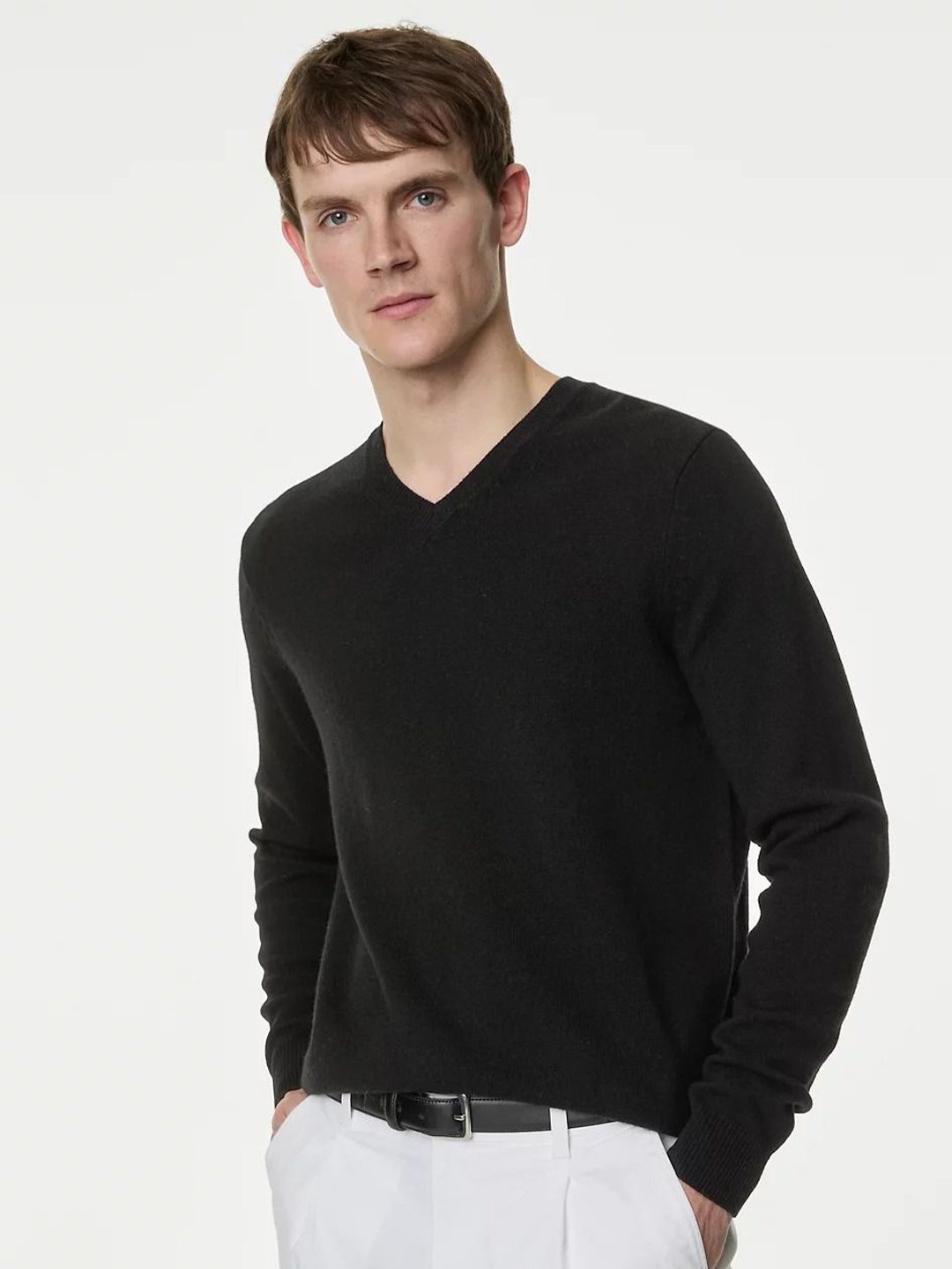 

Marks & Spencer V-Neck Woollen Pullover Sweater, Black