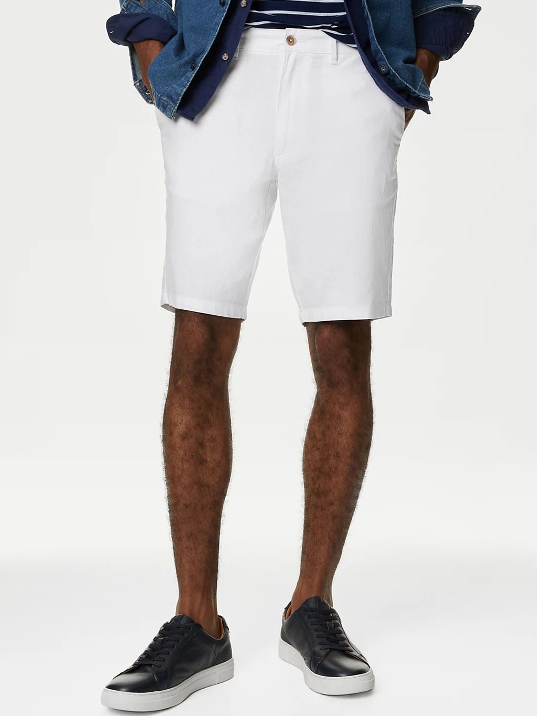 

Marks & Spencer Men Mid-Rise Linen Cotton Shorts, White