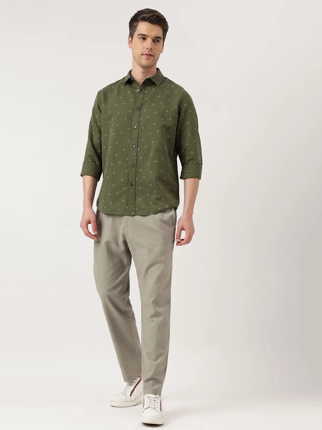 

Marks & Spencer Micro Ditsy Printed Linen Cotton Casual Shirt, Khaki
