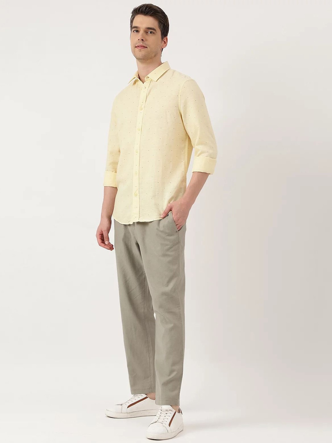 

Marks & Spencer Micro Ditsy Printed Linen Cotton Casual Shirt, Yellow