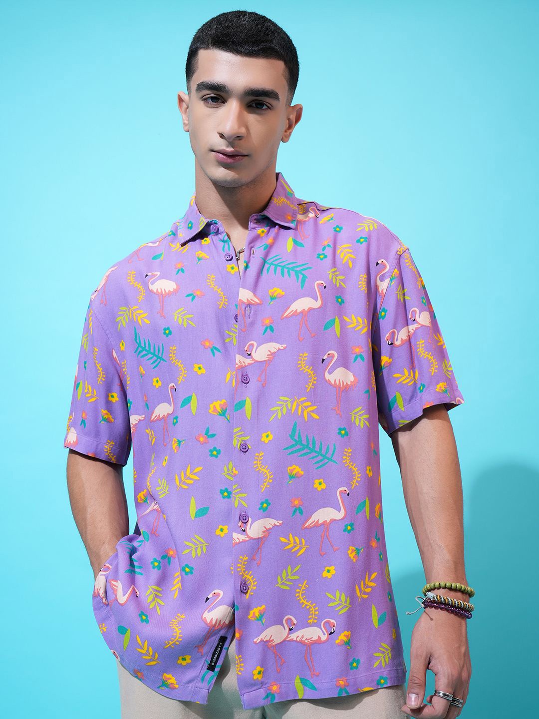 

KETCH Regular Collar Half Sleeve All Over Printed Shirt, Lavender