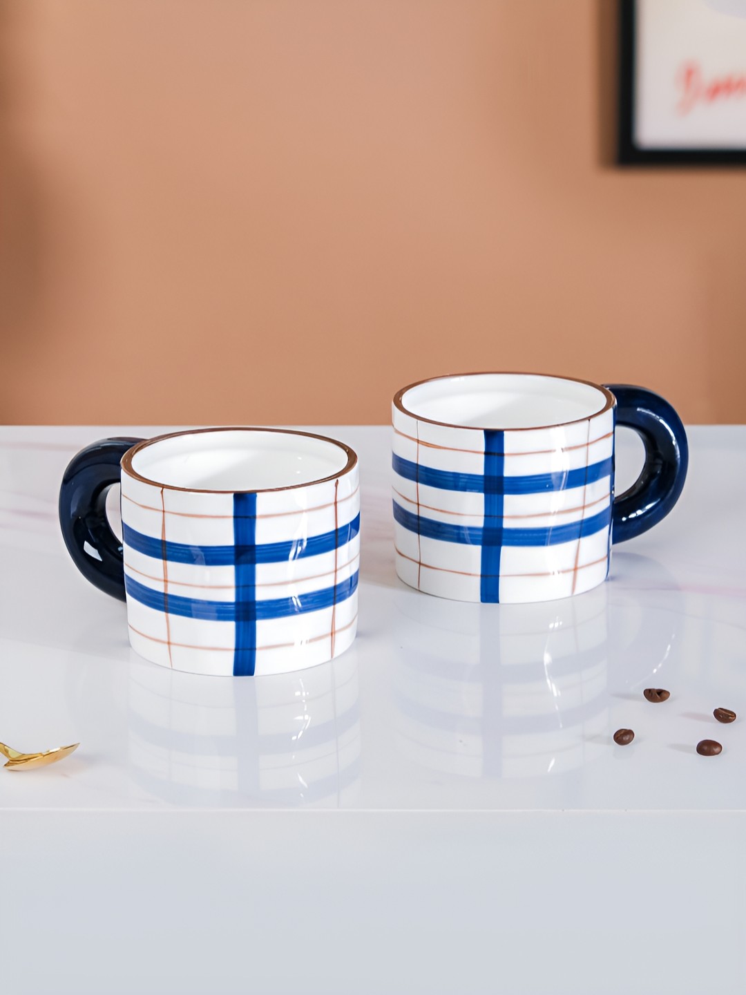 

Nestasia White & Blue 2 Pieces Printed Ceramic Glossy Mugs 330 ml