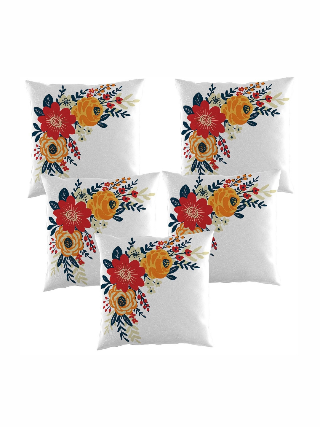 

SCPmarts White & Red 5 Pieces Abstract Cotton Linen Square Pillow Covers