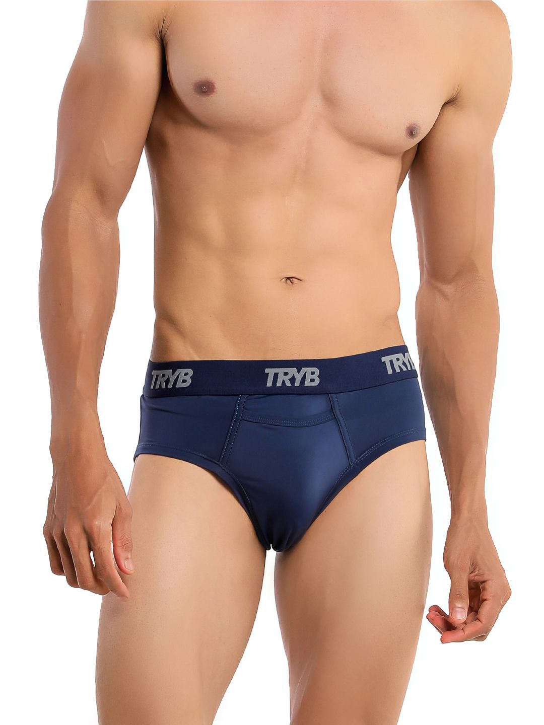 TRYB Mid Rise Moisture Wicking Basic Briefs TRYB-Brief-Navy-Small, Navy blue