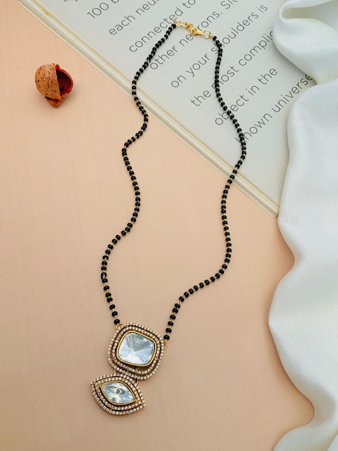

ABDESIGNS Gold-Plated Studded & Beaded Mangalsutras