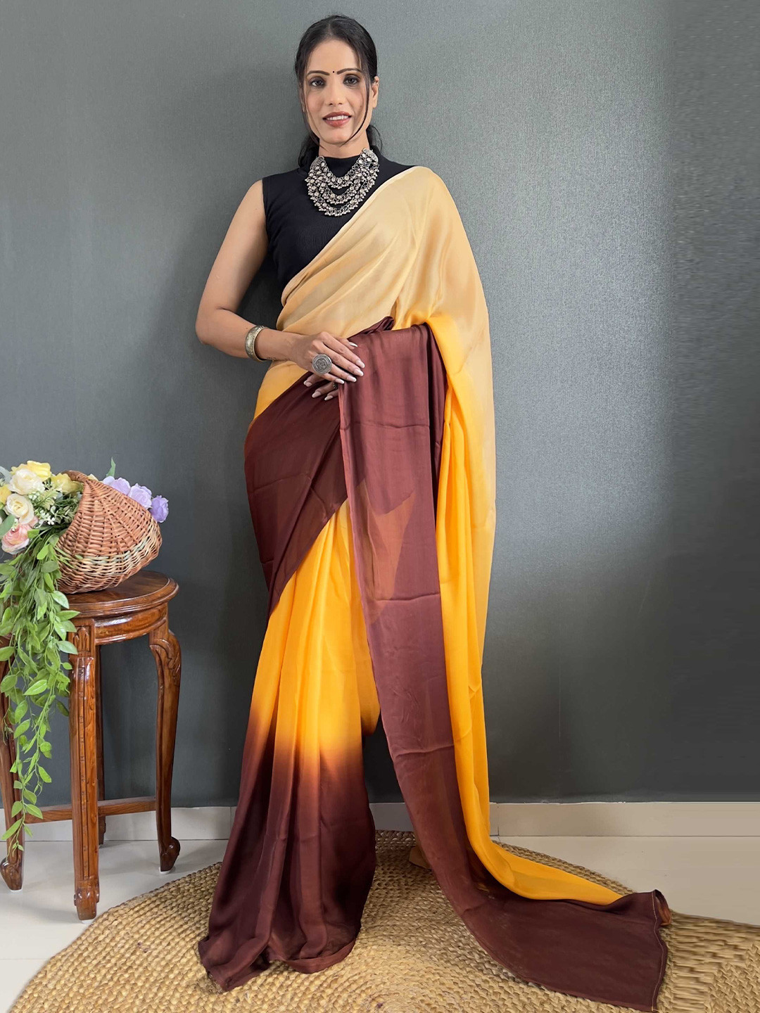 

Panzora Ombre Saree, Brown