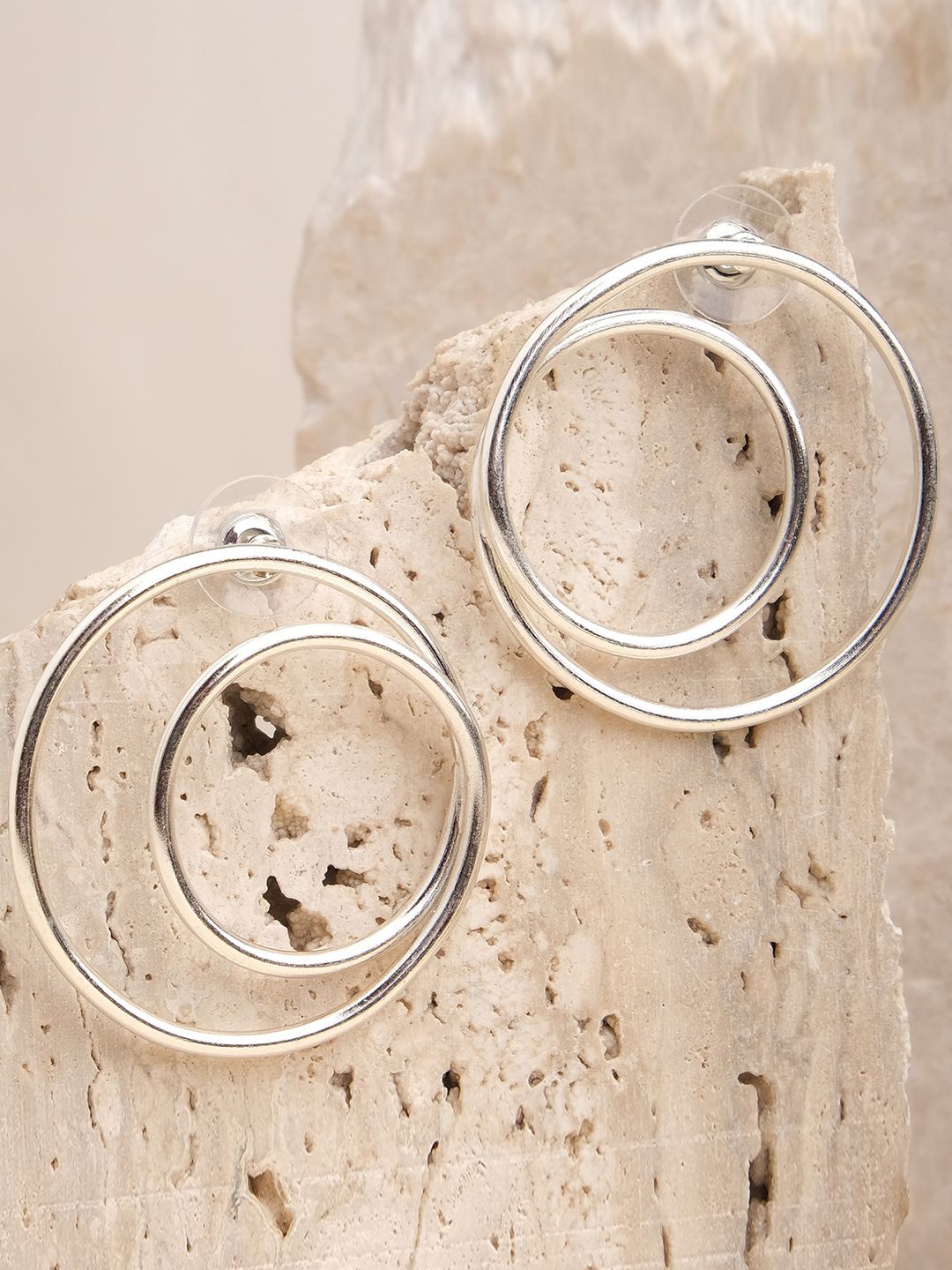 

XPNSV Silver-Plated Twofold Spiral Stud Earrings