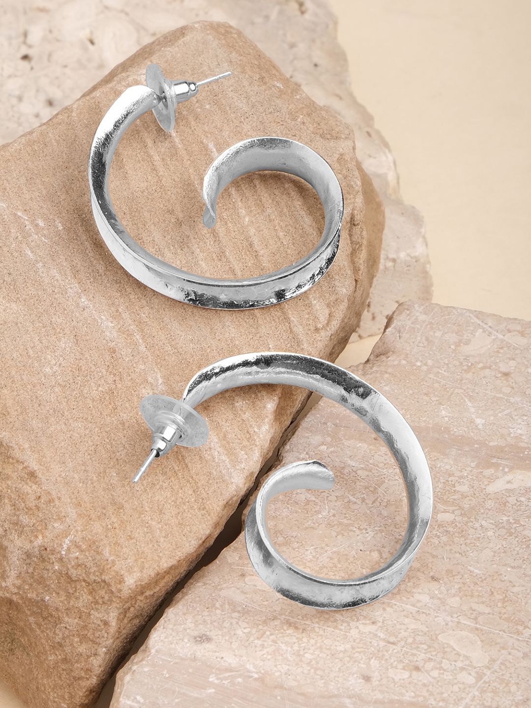 

XPNSV Silver-Plated Dazzling Diva Half Hoop Earrings