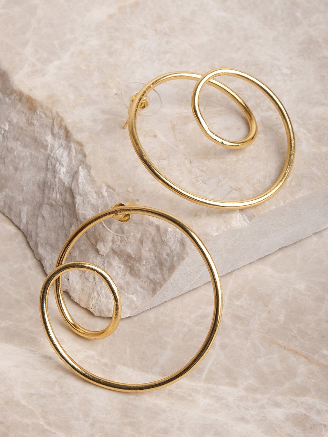 

XPNSV Gold-Plated Spiral Swirl Half Stud Earrings